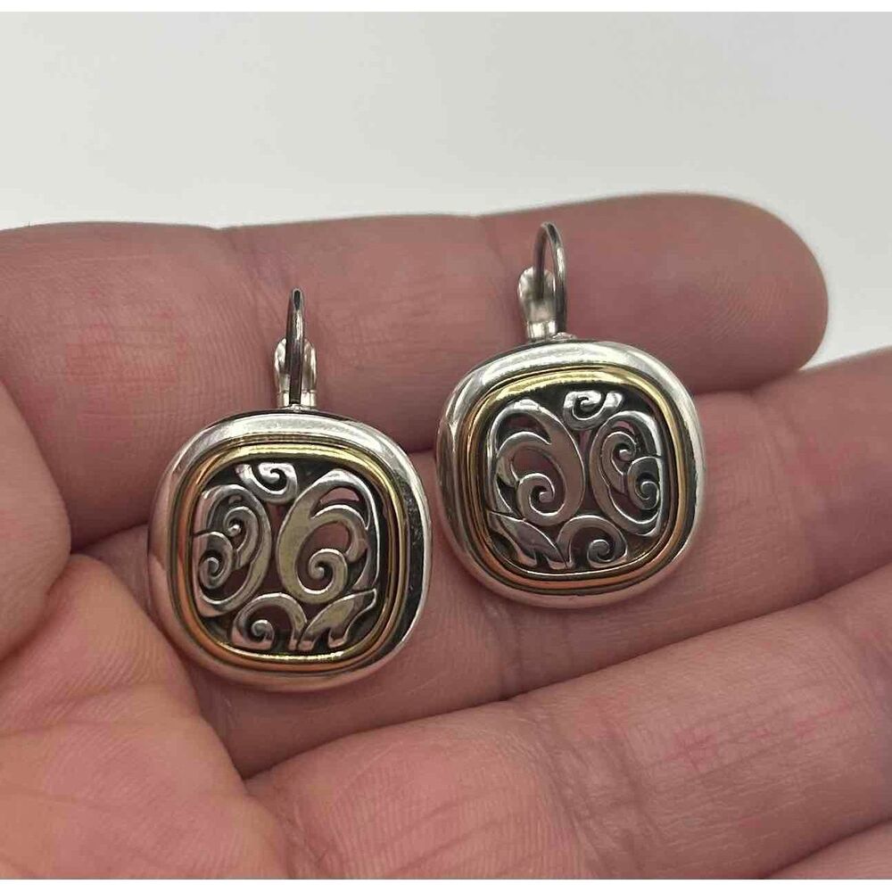 Brighton Silver Gold Mixed Metal Dangle Earrings - Picture 2 of 3